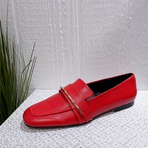 ZARA RED LEATHER LOAFERS BRAND NEW ✨